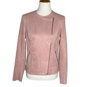 Kut From The Kloth Aria Vegan Suede Moto Jacket Pink Small Asymmetrical Biker